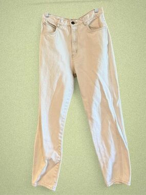 Cream high-waisted straight jeans
